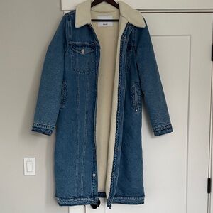 Juicy Couture Blue Denim Long Jacket with Cream Collar